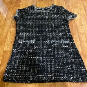 Black and white tweed Chanel style dress M